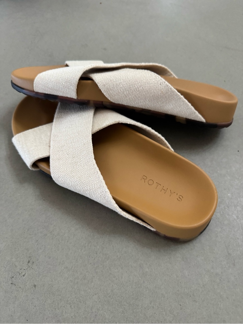 Rothy's Women's Crisscross “The Weekend” Slide Sandals in Cream. Never worn.
